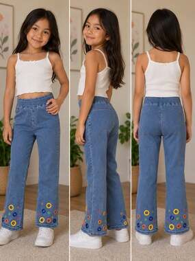 Ethyl Clothing Julie Pull-On Jeans Size 4 Embellished Grommet Hem
